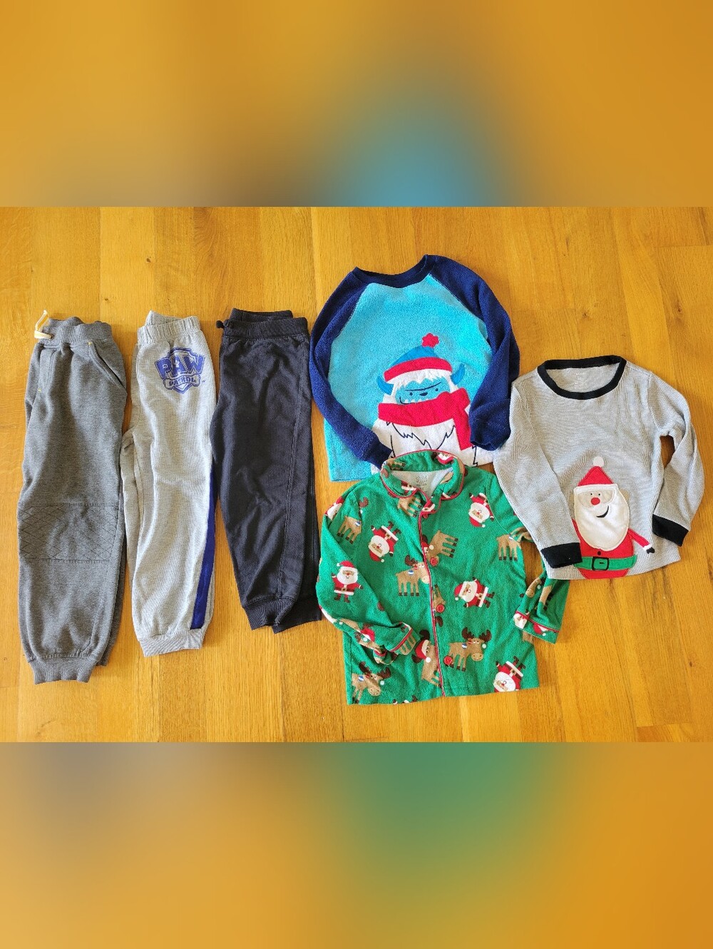 Boys size 5t pajama tops and joggers (one has size 7 tag)